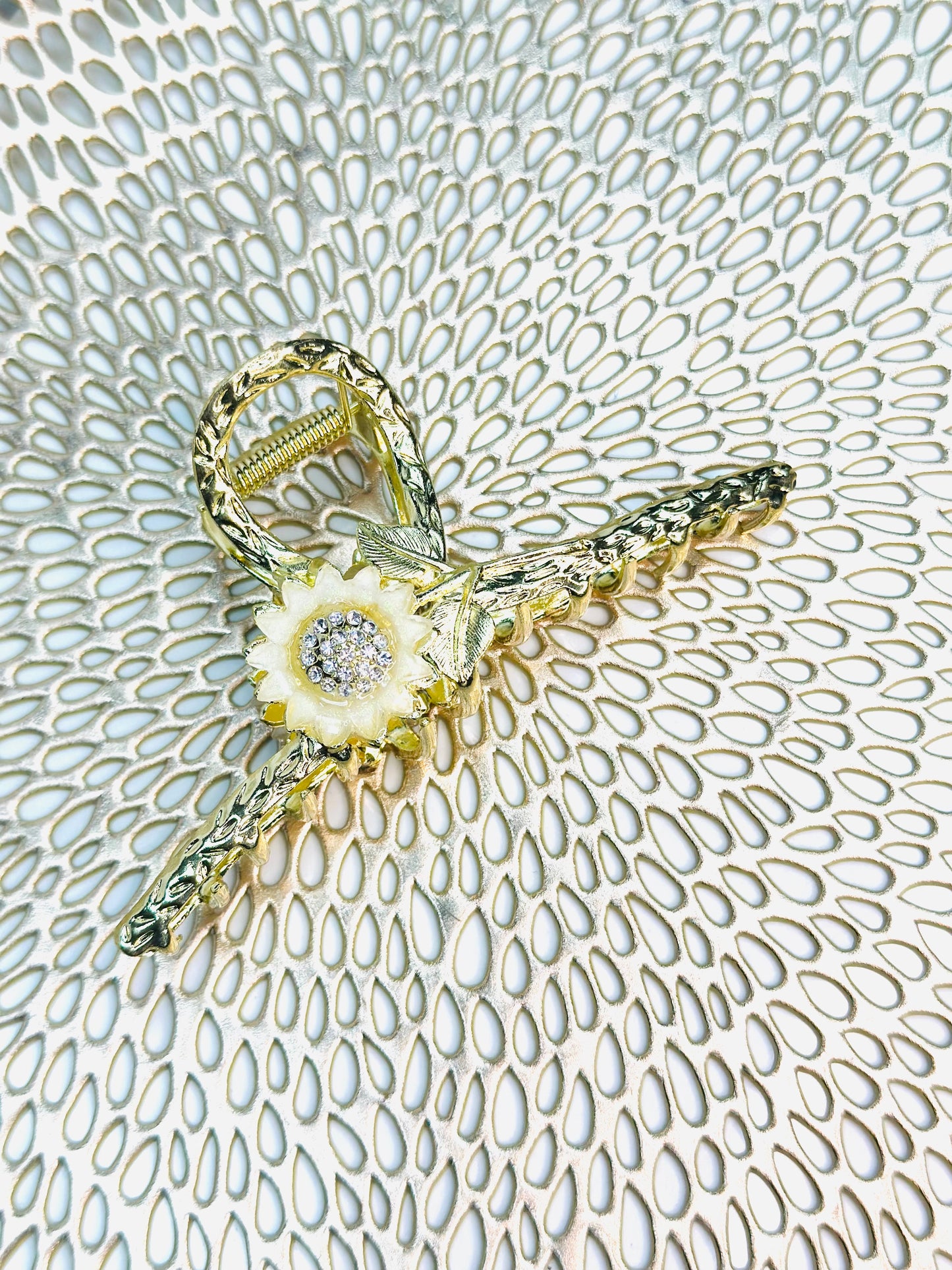 Golden Bloom Metal Hair Claw