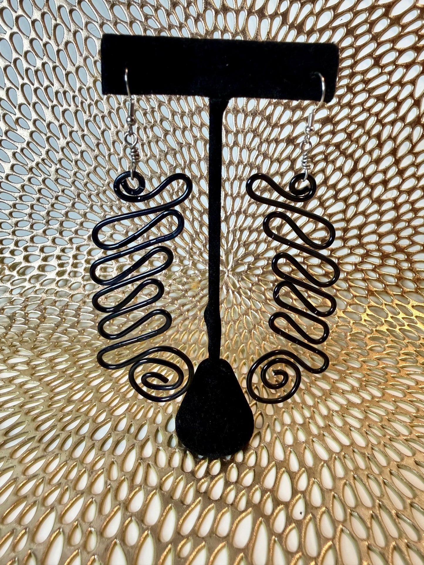 Black Spiral Statement Earrings