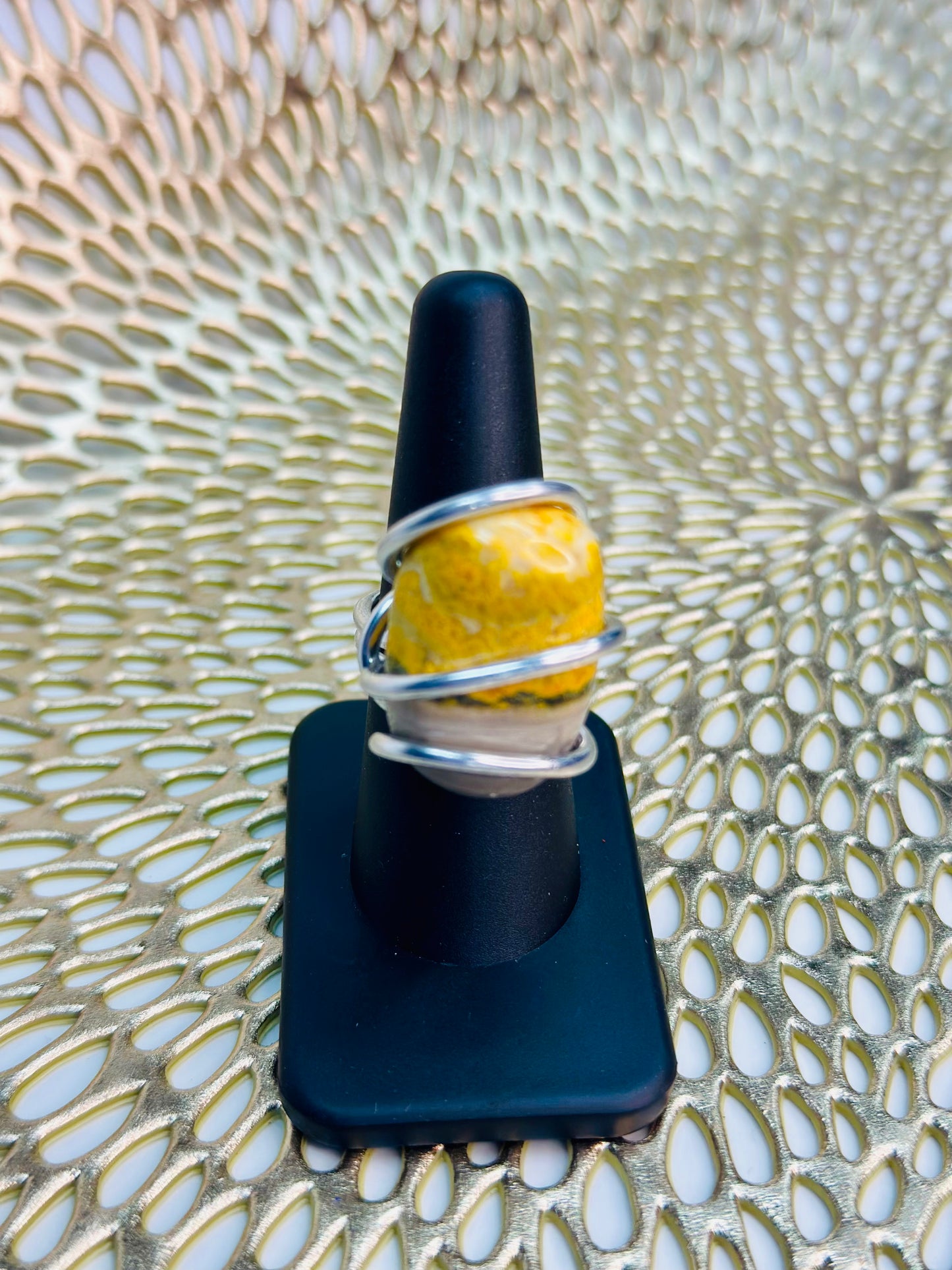 Bumblebee Jasper Gemstone Ring - Size 8