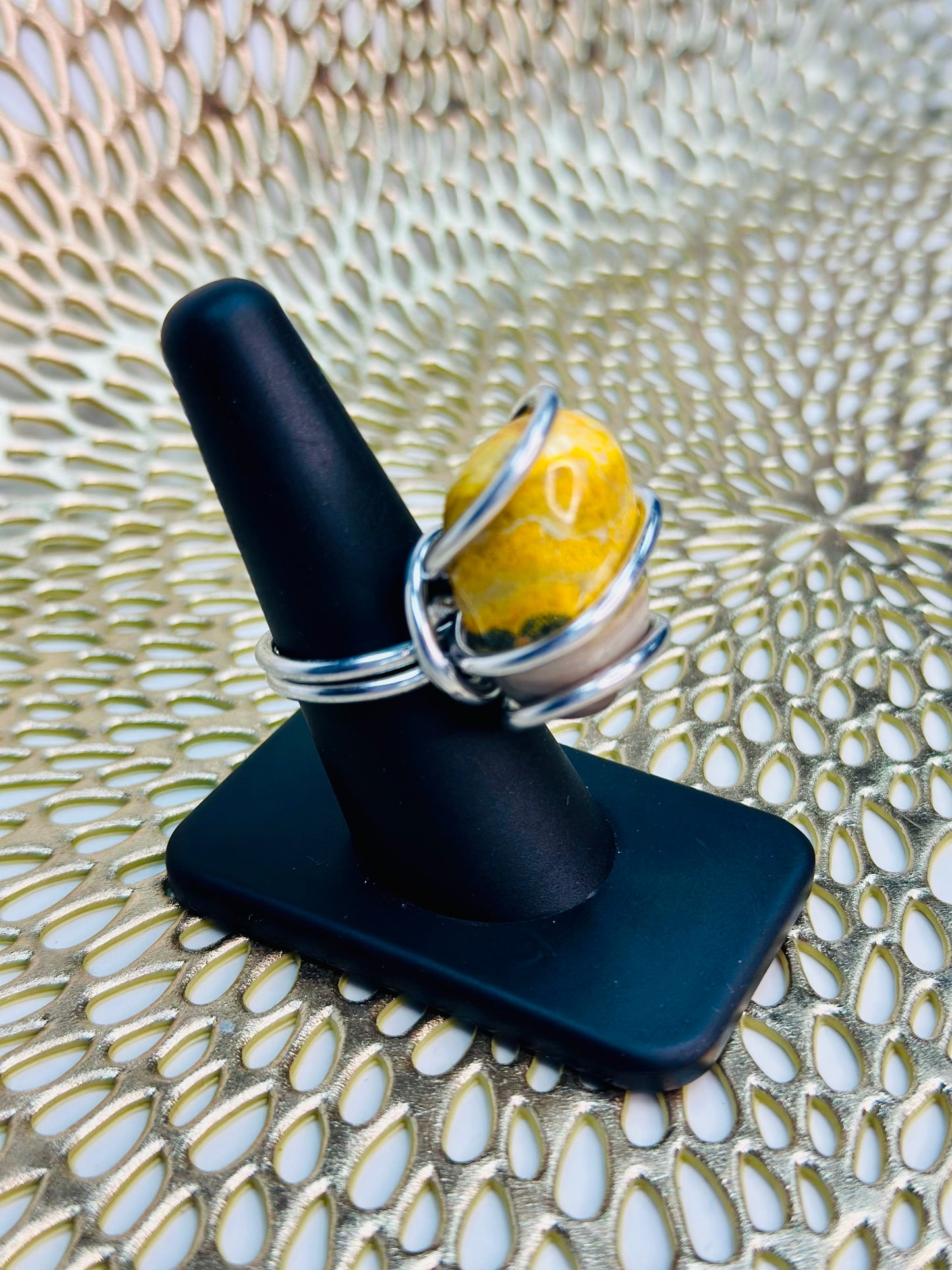 Bumblebee Jasper Gemstone Ring - Size 8