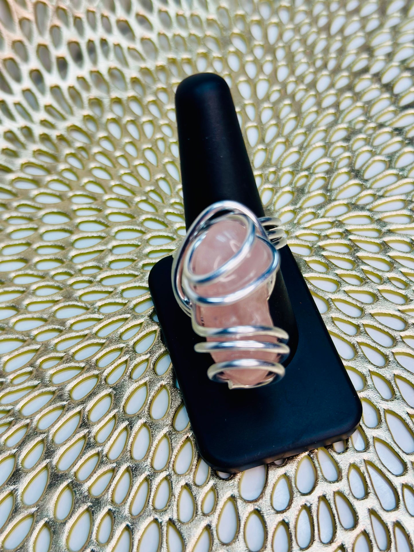 Rose Quartz Gemstone Ring - Size 10.5