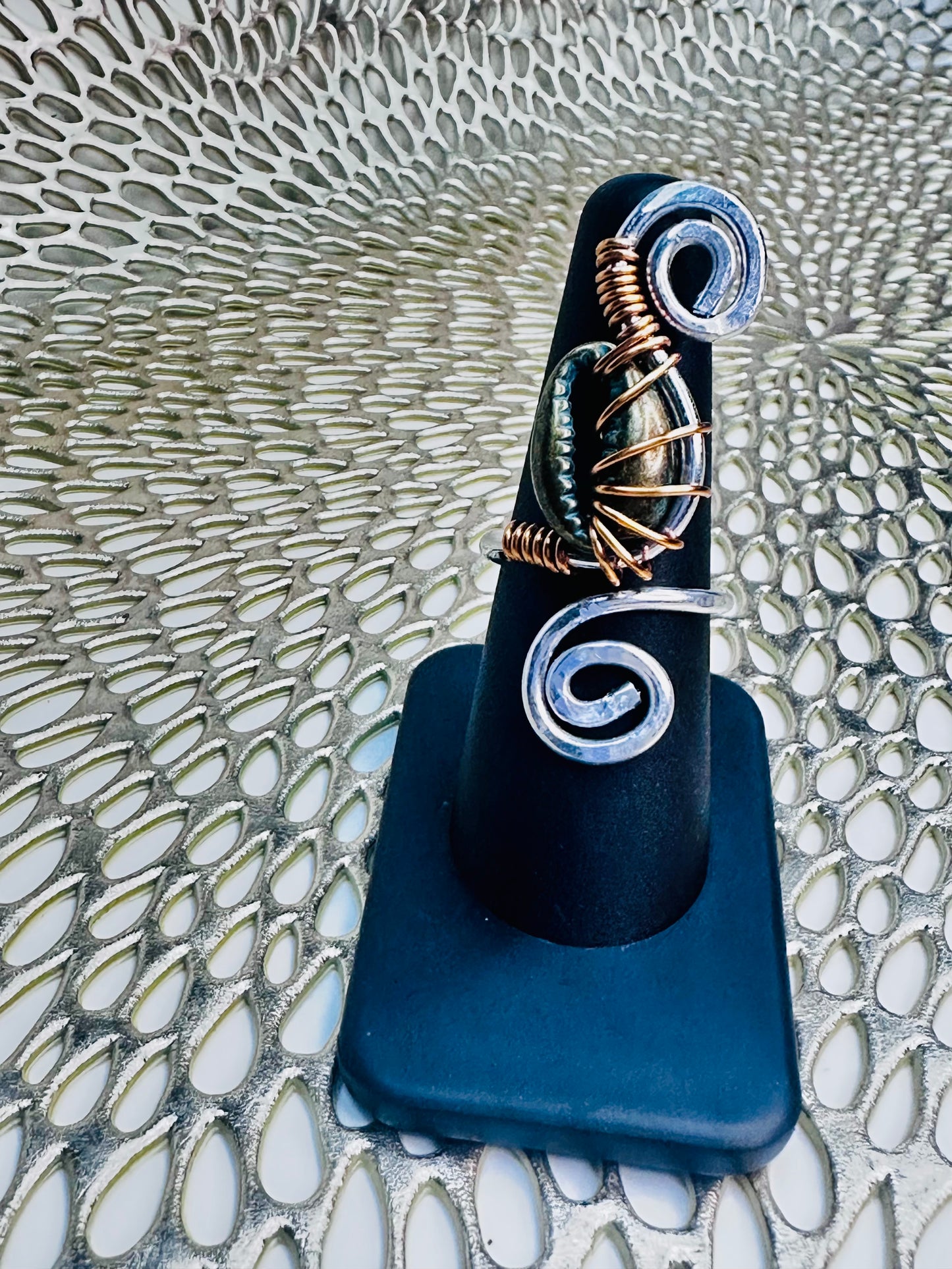 Cowrie Shell Wrapped Ring - Size 7-9 (Gold-Plated)