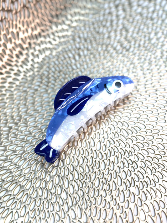 Blue Fish Acrylic Hair Claw