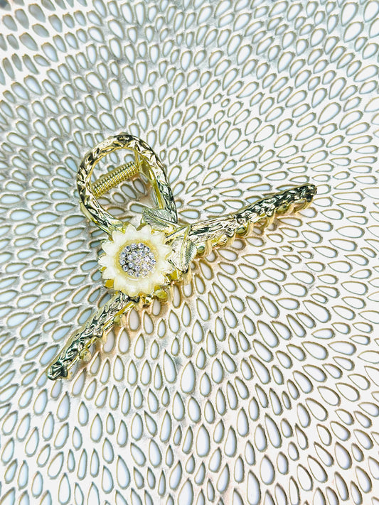 Golden Bloom Metal Hair Claw
