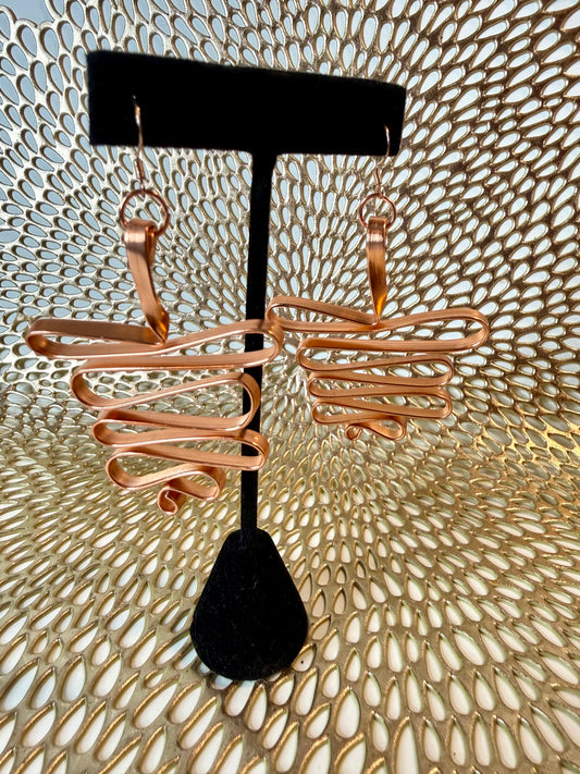 Copper Spiral Statement Earrings