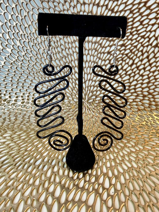 Black Spiral Statement Earrings