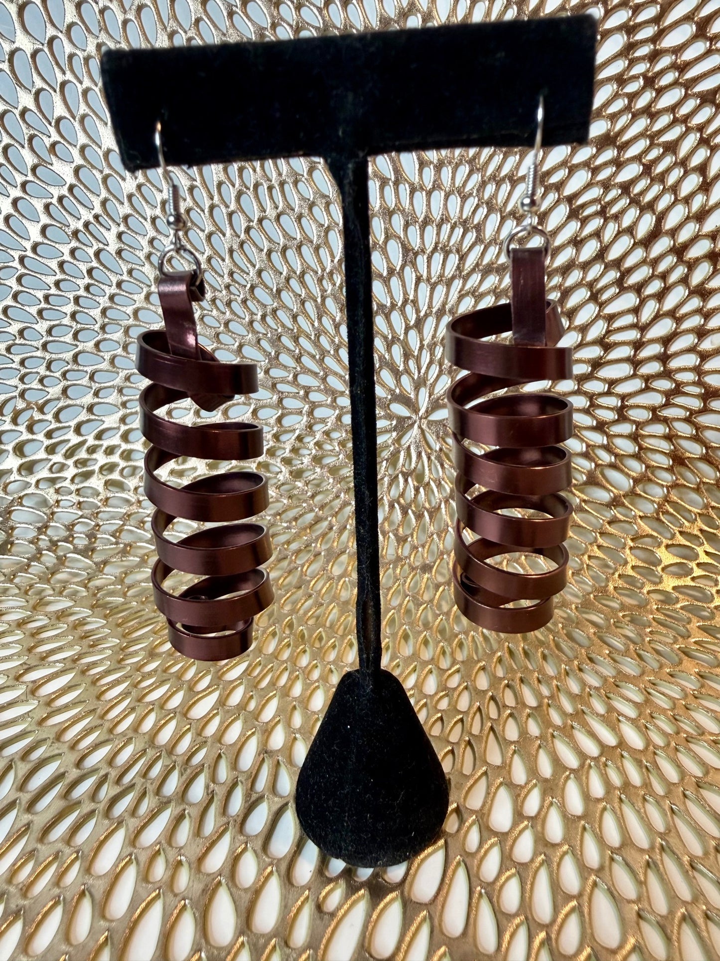 Bronze Spiral Statement Earrings